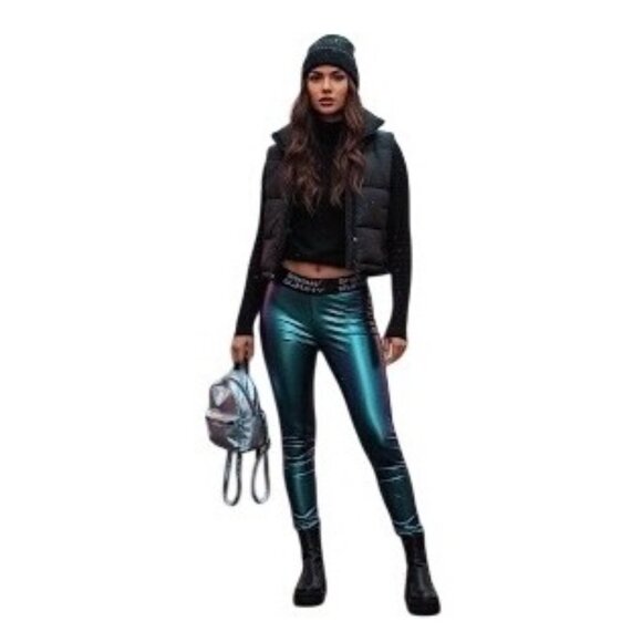 NWT Club Exx Metallic High Waist Iridescent Leggings | Après-Sk Rave Euphoria XS - Picture 12 of 13